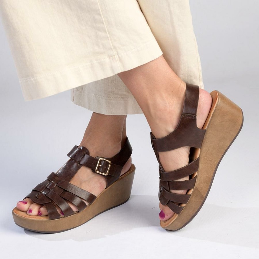 * Franco Rossi New Rocker Toe Post Platform Chocolate Lower Price Wedges