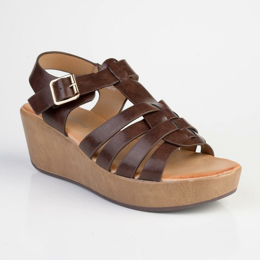 * Franco Rossi New Rocker Toe Post Platform Chocolate Lower Price Wedges