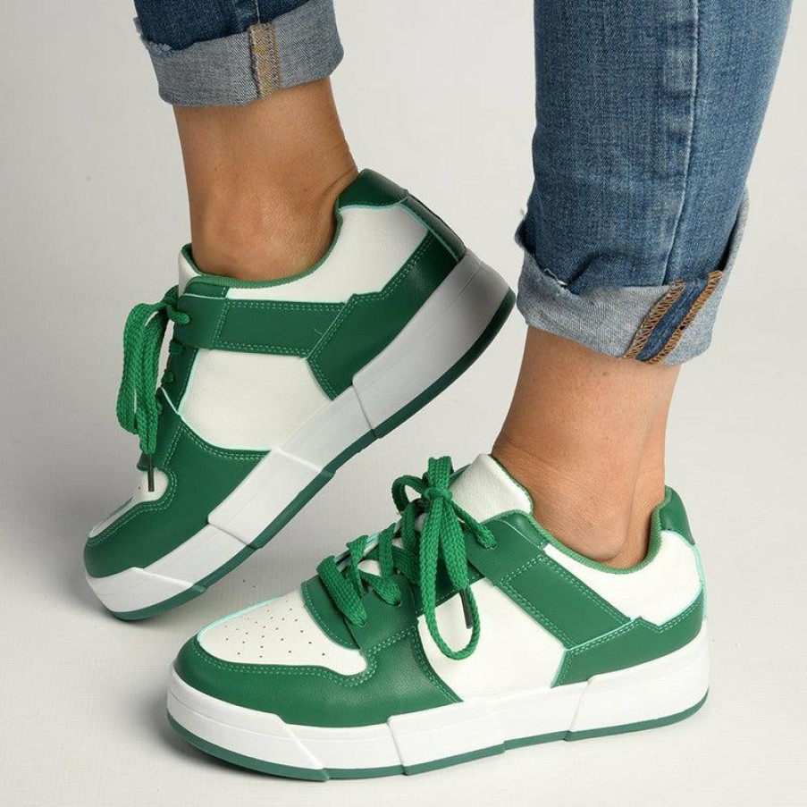 * Madison Tess 2 Tone Sneaker White/Green Best Price Madison Heart Of New York Sneakers