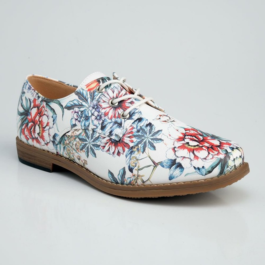 * Soft Style By Hush Puppy Tyler Floral White Best Price Brogues