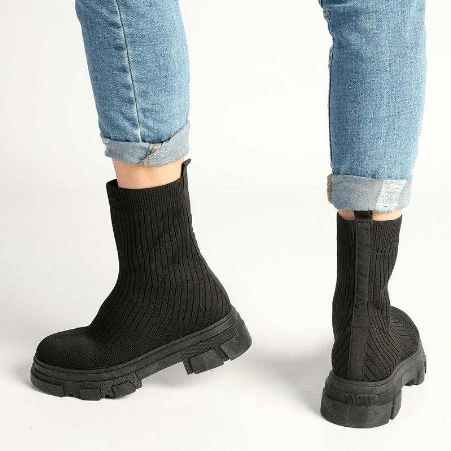 * Madison Rene Sock Fashion Boot- Black New In Madison Heart Of New York Boots