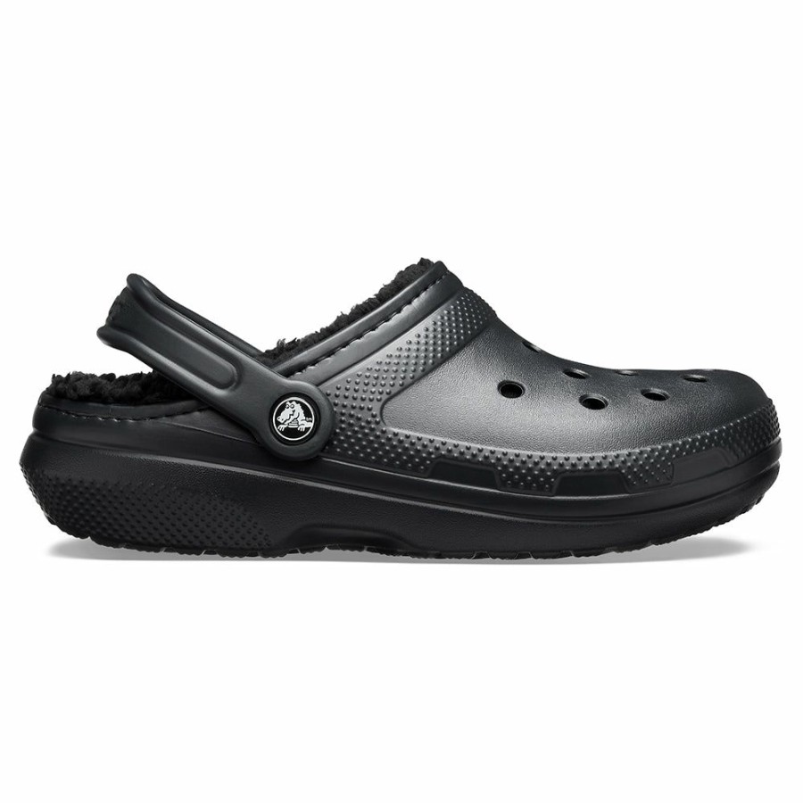 * Crocs Classic Lined Clog Black Closeout Sale Slippers & Flats