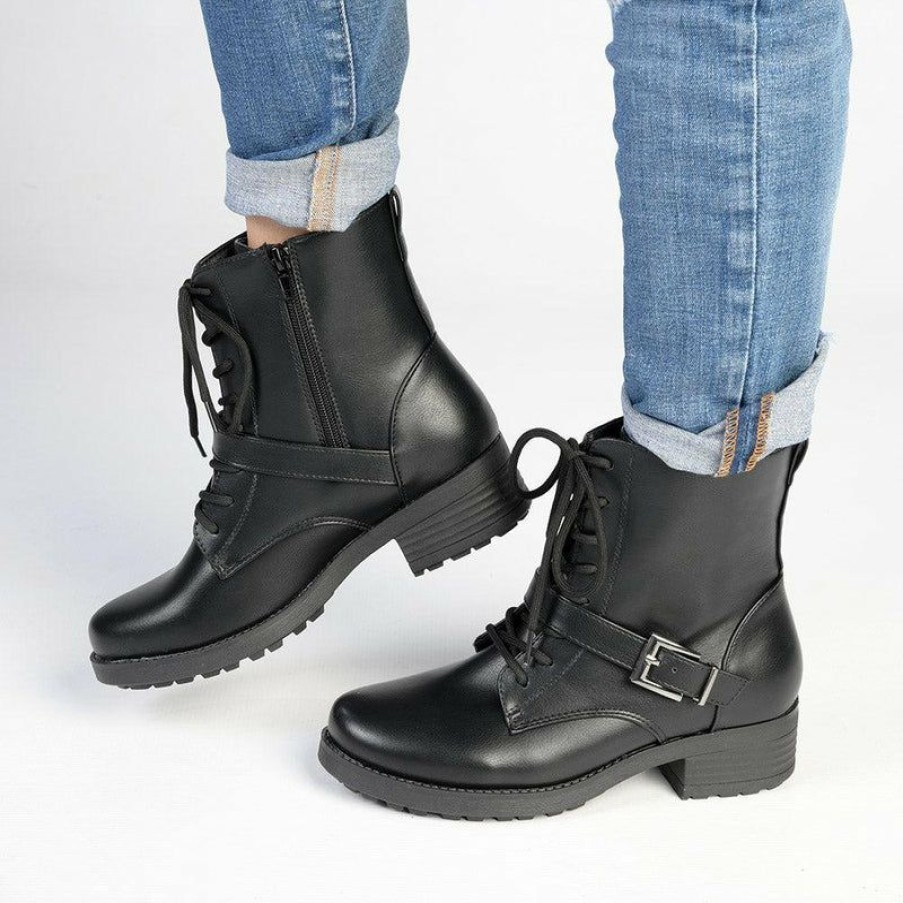 * Madison Bex Combat Ankle Boots Black Discount Madison Heart Of New York Boots