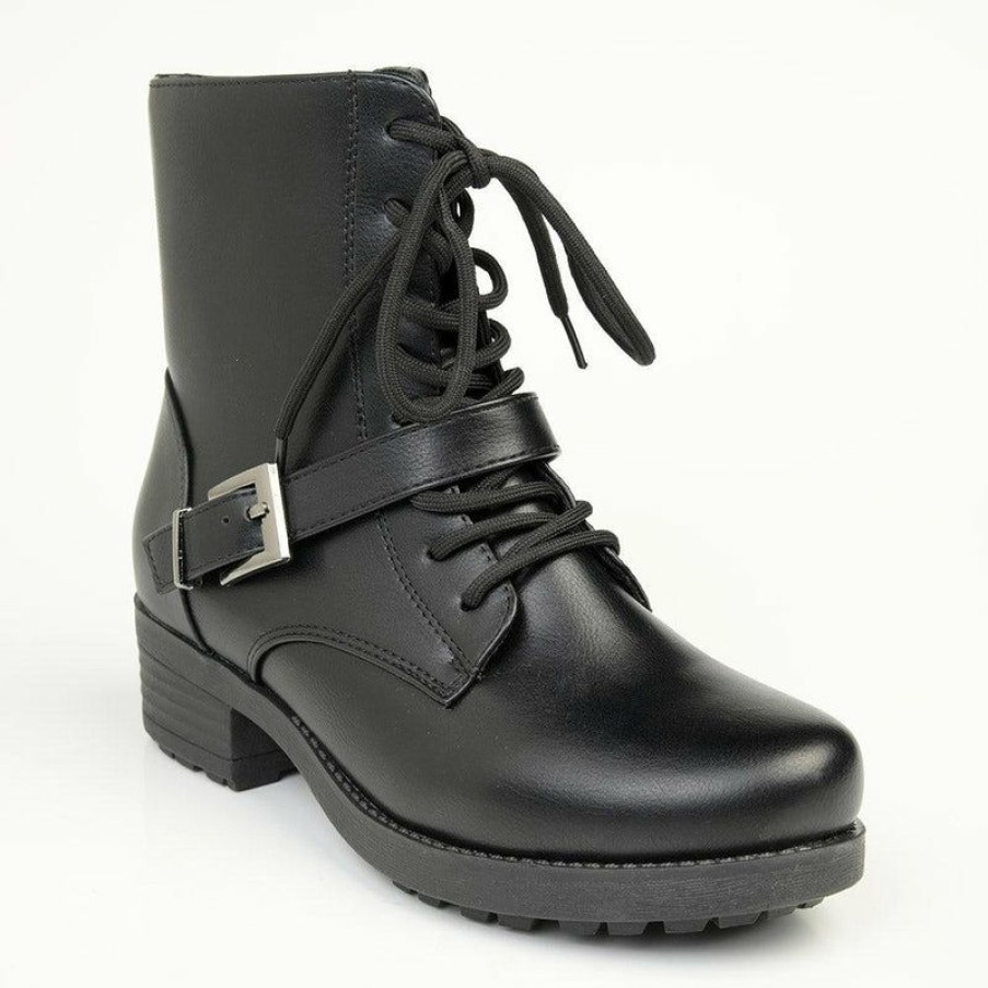 * Madison Bex Combat Ankle Boots Black Discount Madison Heart Of New York Boots