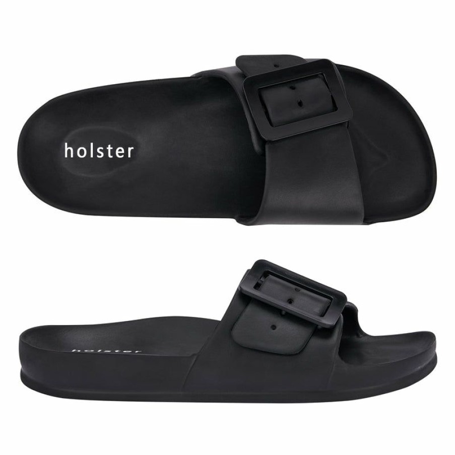 * Holster Solace Big Buckle Sandal Black Good Quality Slippers & Flats