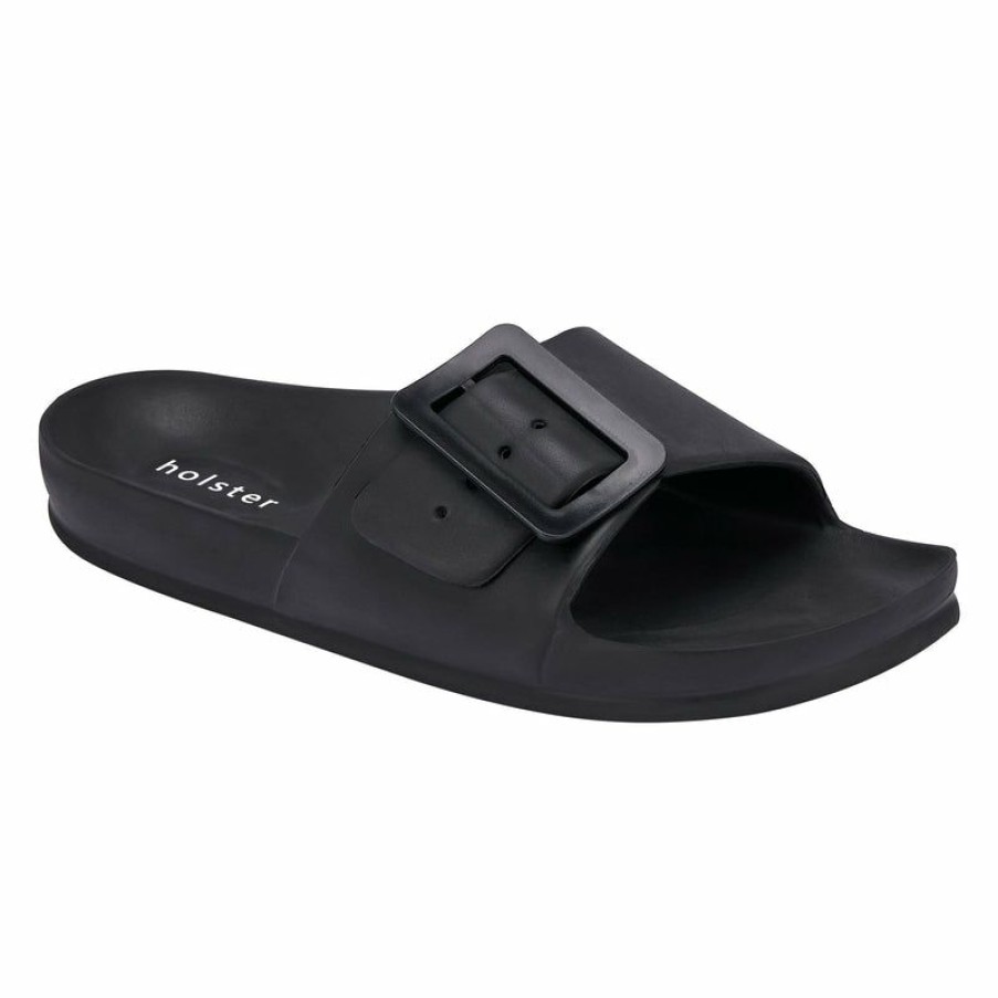 * Holster Solace Big Buckle Sandal Black Good Quality Slippers & Flats