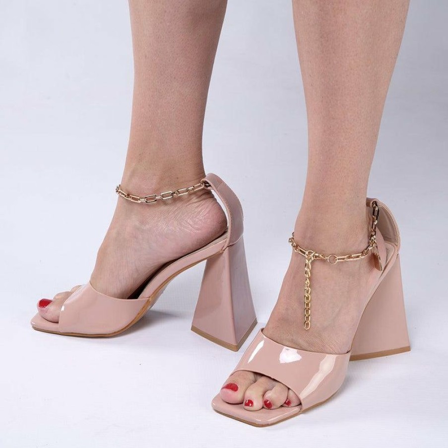 * Madison Addison Ankle Chain Sandals Nude Best Guaranteed Madison Heart Of New York Heels