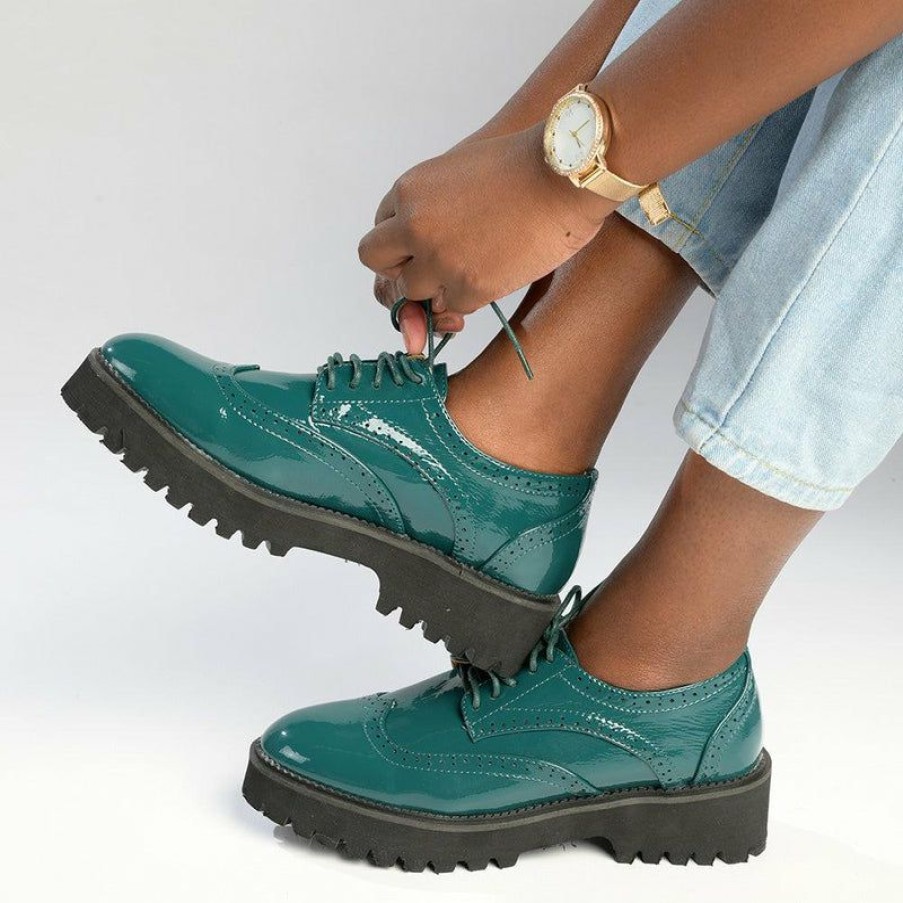 * Madison Lele Lace Up Brogue Dark Green Limit Offer Madison Heart Of New York Brogues