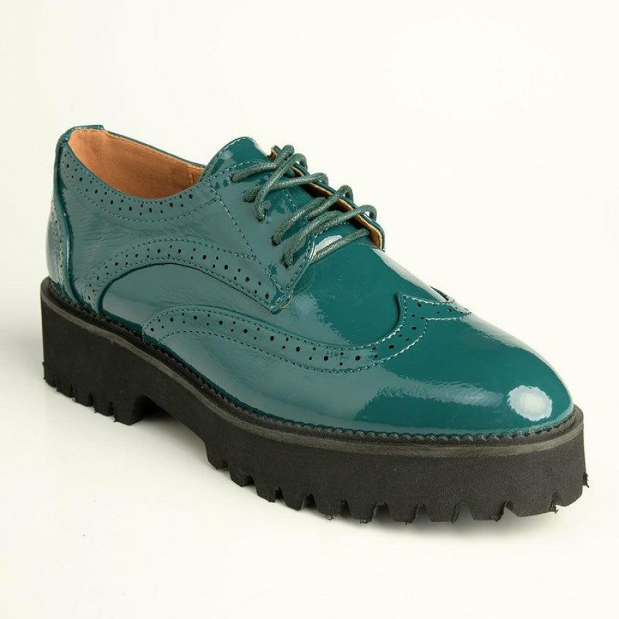 * Madison Lele Lace Up Brogue Dark Green Limit Offer Madison Heart Of New York Brogues