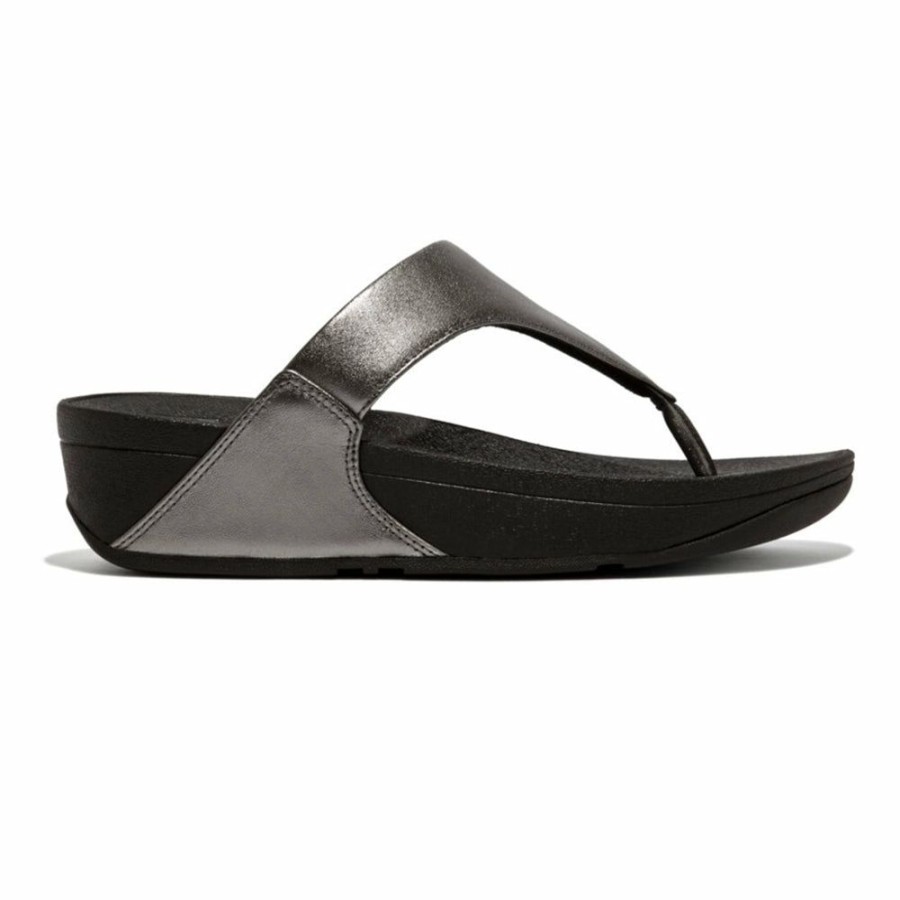 * Fit Flop Lulu Leather Flip Flops Classic Pewter New In Slippers & Flats