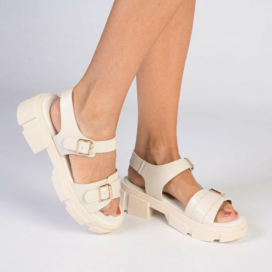 * Madison Amber Chunky Sandals- Nude Best Sale Madison Heart Of New York Sandals