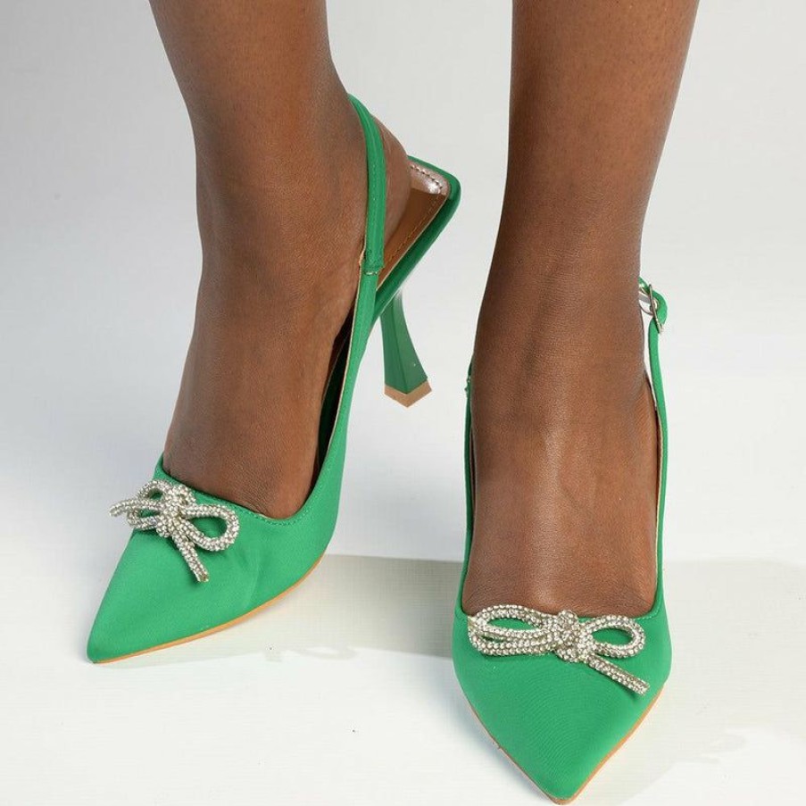 * Madison Kelli Slingback Heels Green Online Sale Madison Heart Of New York Heels