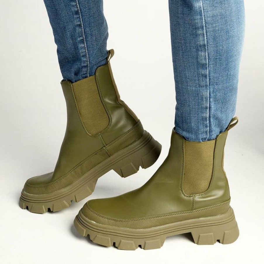 * Alessio Rochel Chunky Fashion Boot Olive Top Selling Boots