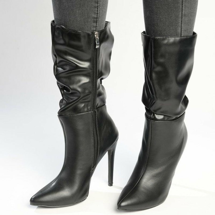 * Madison Kessa Rouched Stiletto Boot Black New In Madison Heart Of New York Boots