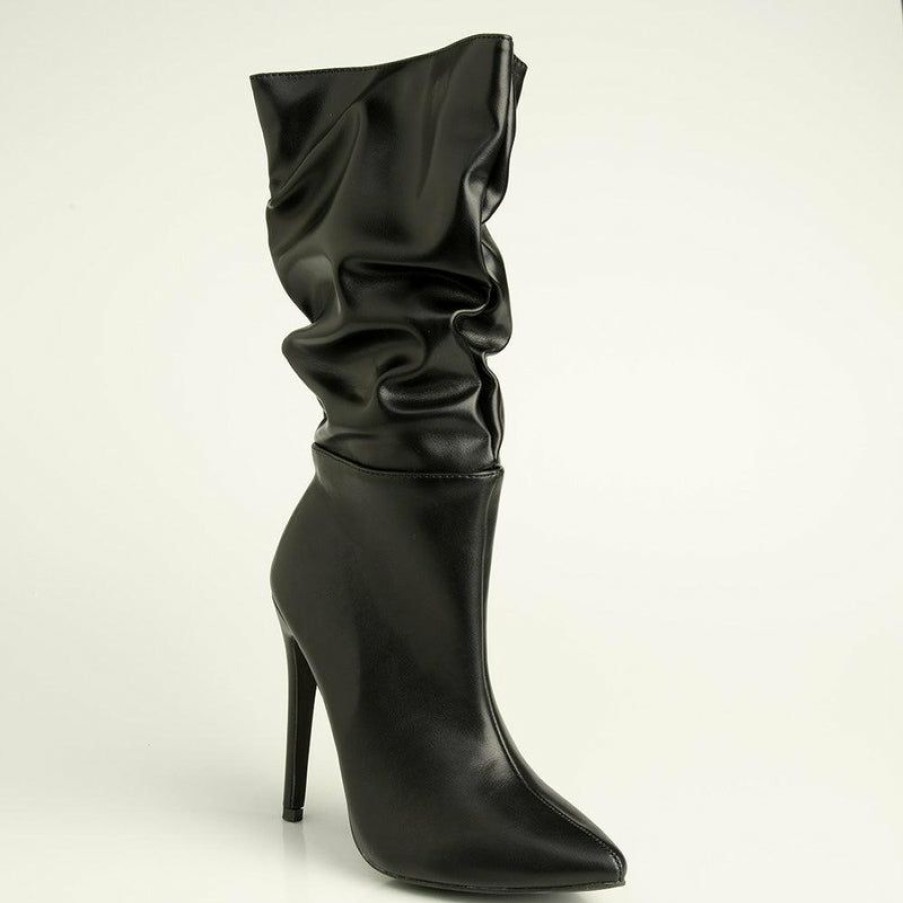 * Madison Kessa Rouched Stiletto Boot Black New In Madison Heart Of New York Boots