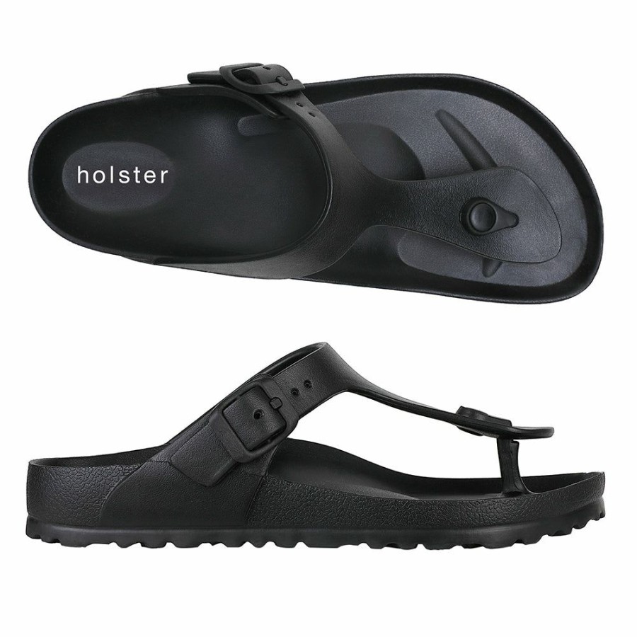 * Holster Coastal T Bar Slide Black Good Quality Slippers & Flats