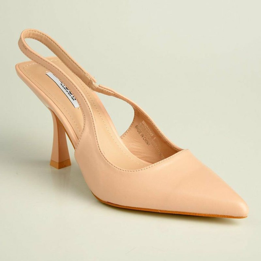 * Madison Kisha Slingback Heels Nude Closeout Sale Madison Heart Of New York Heels