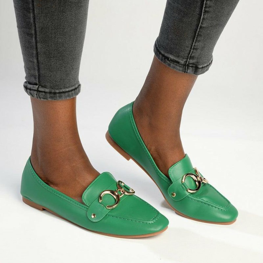 * Madison Kerri Metal Trim Loafer Green Top Selling Madison Heart Of New York Brogues