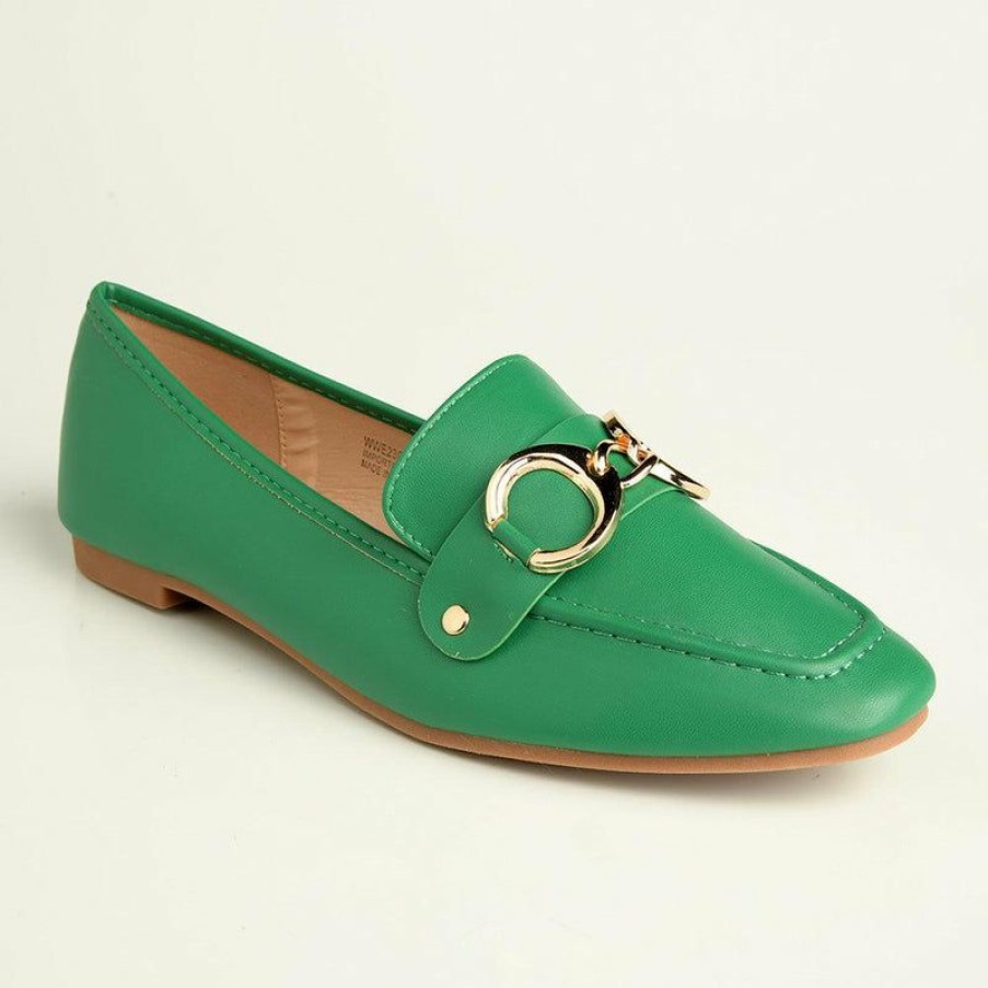 * Madison Kerri Metal Trim Loafer Green Top Selling Madison Heart Of New York Brogues