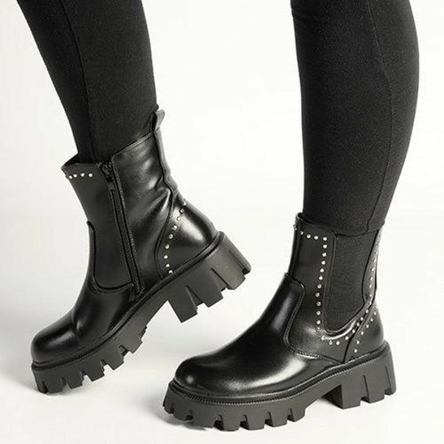 * Madison Kika Studded Gusset Boot Black Hot Selling Madison Heart Of New York Boots