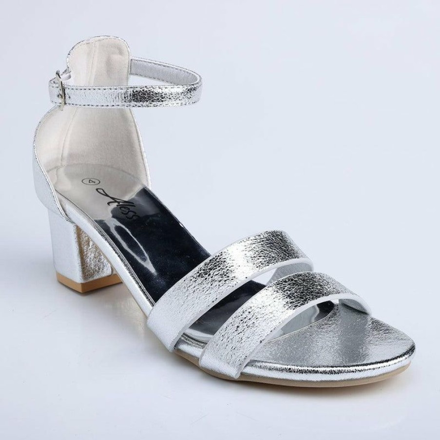 * Alessio Alice Block Heel Sandal Silver Cheap Online Heels