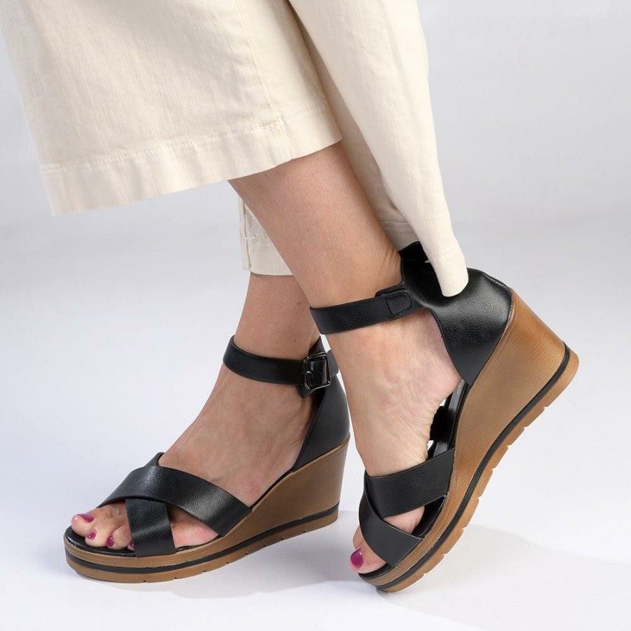 * Alessio Closed Back Wedge Black Closeout Sale Wedges