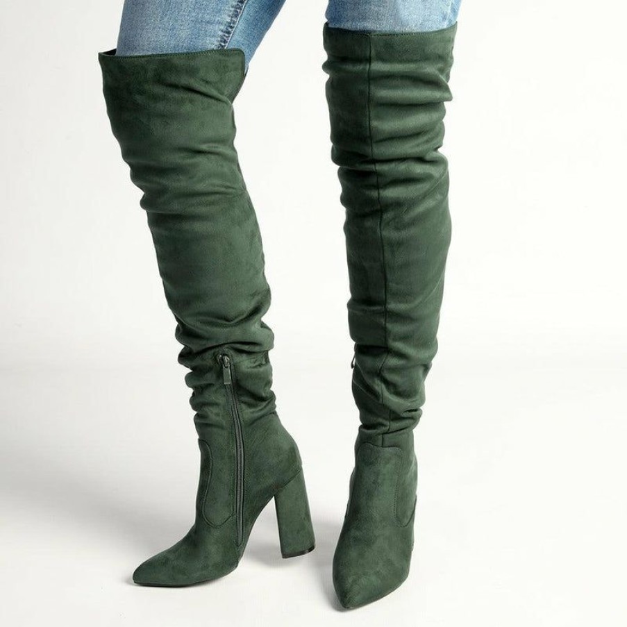 * Madison Portia Long Boots Dark Green Discount Madison Heart Of New York Boots