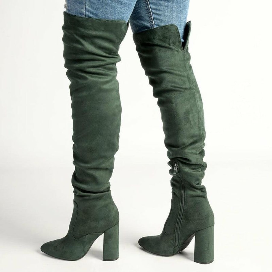 * Madison Portia Long Boots Dark Green Discount Madison Heart Of New York Boots