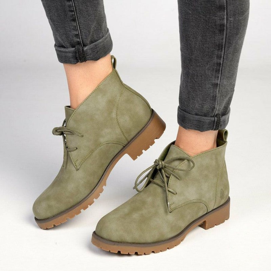 * Soft Style By Hush Puppy Sam Ankle Bootie Khaki Excellent Quality Boots