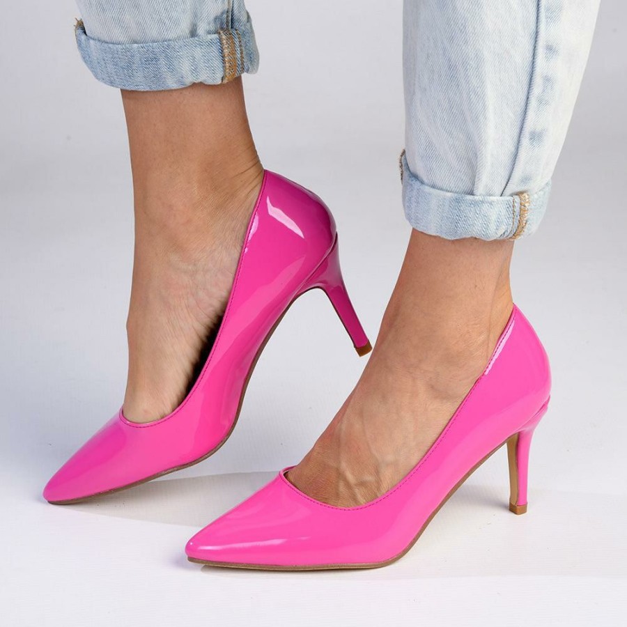 * Madison Penny 3 Court Heels Hot Pink Closeout Sale Madison Heart Of New York Heels