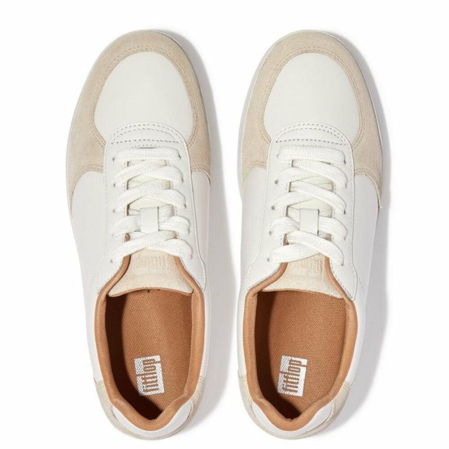 * Fit Flop Rally Suede Back Leather Sneaker White Limit Offer Sneakers