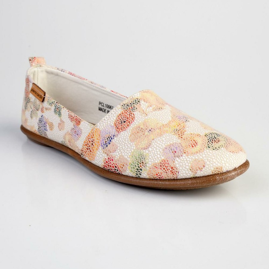 * Pierre Cardin Ladies Riviera 1 Slip On- Beige Floral Reasonable Price Brogues