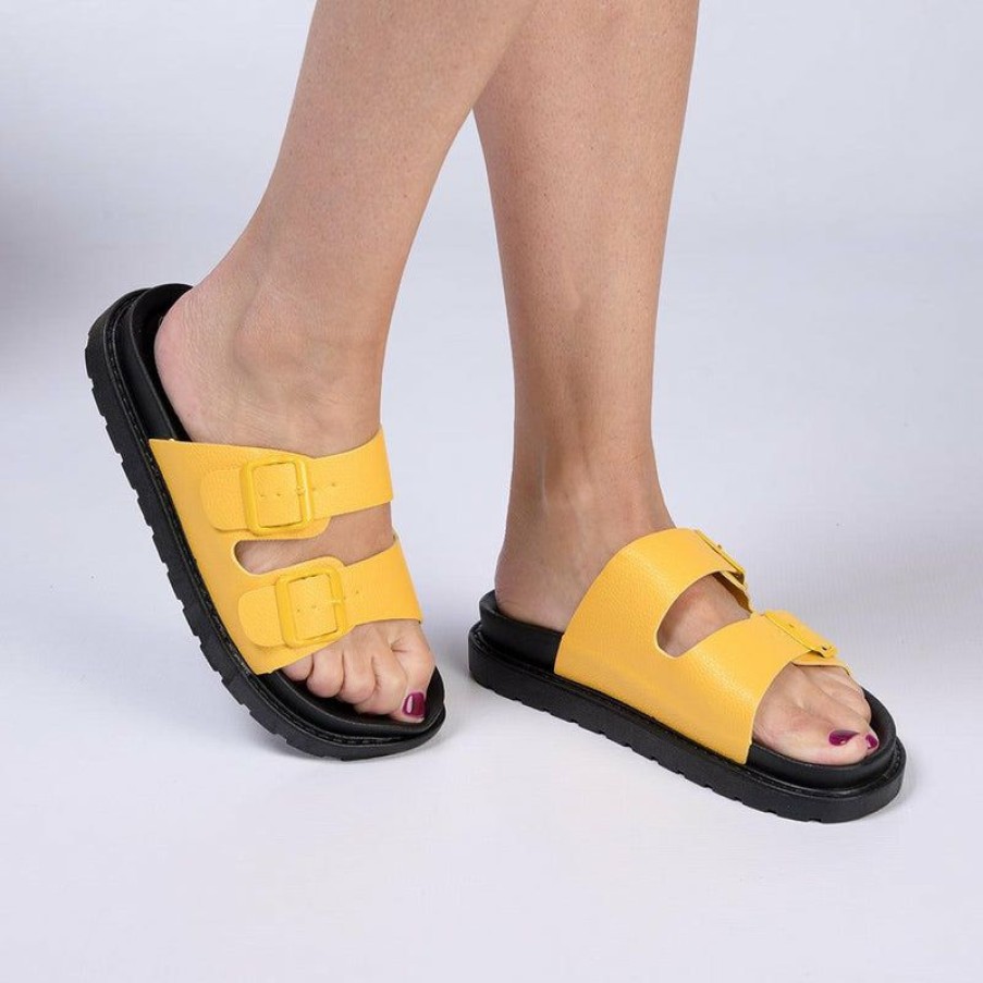 * Madison Crystal Platform Sandals Yellow Good Quality Madison Heart Of New York Slippers & Flats