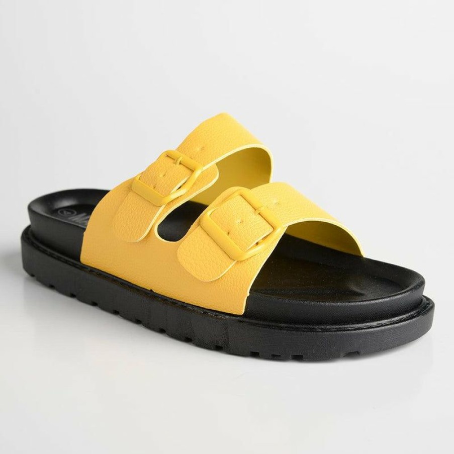 * Madison Crystal Platform Sandals Yellow Good Quality Madison Heart Of New York Slippers & Flats