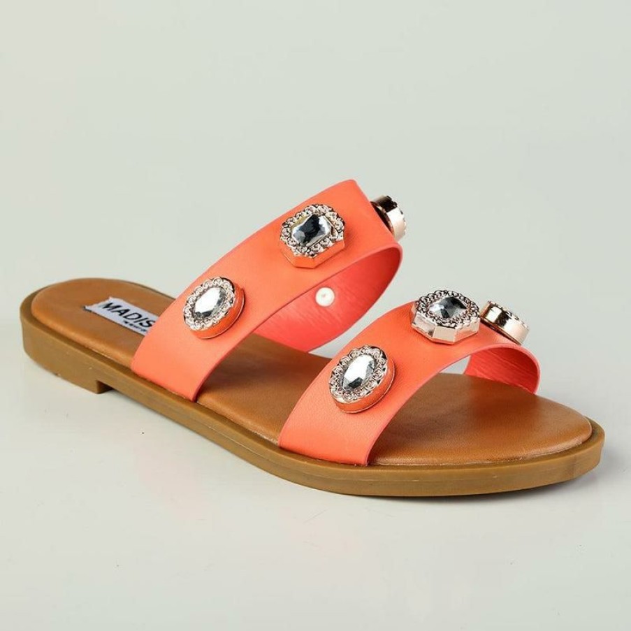 * Madison Maggie Diamond Stud Sandal Coral Online Sale Madison Heart Of New York Sandals