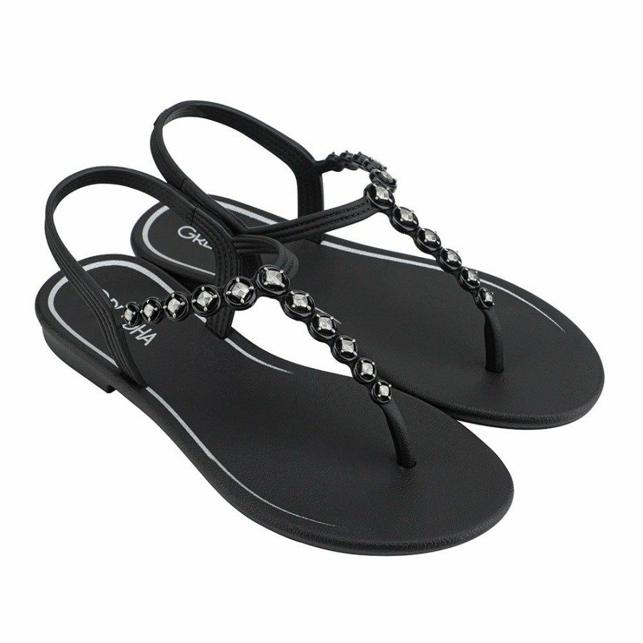 * Grendha Studded Thong Sandals Black Exclusive Design Slippers & Flats