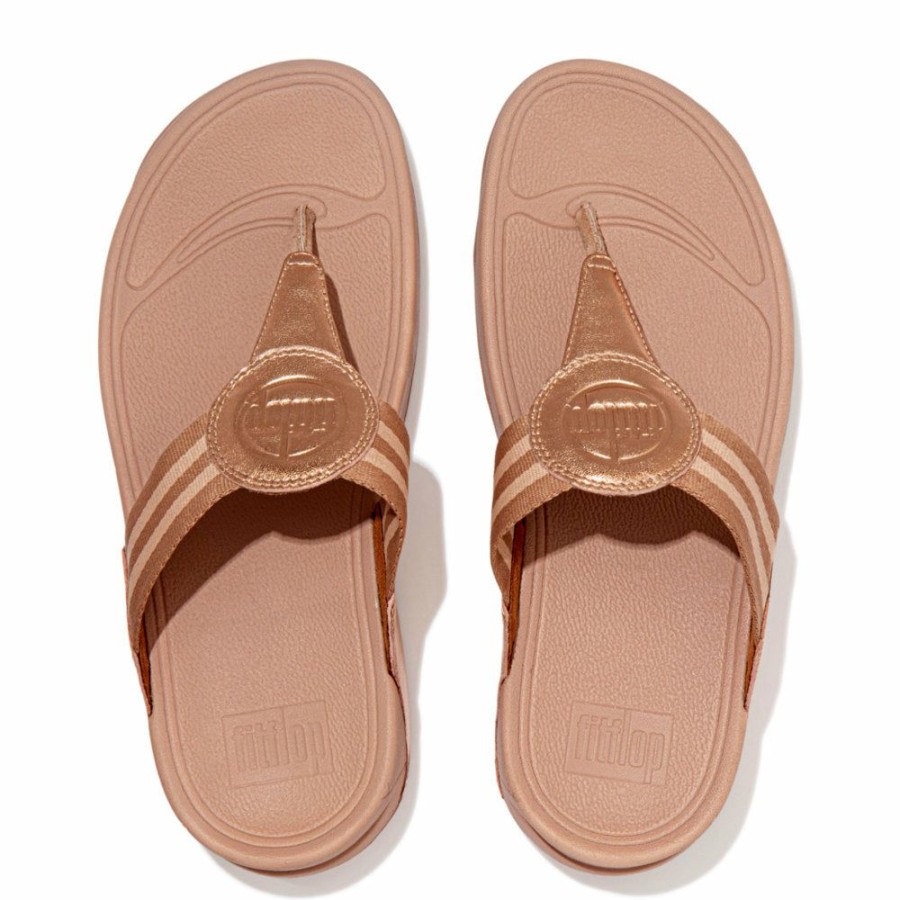 * Fit Flop Walkstar Webbing Sandal Rose Gold 100% Guarantee Slippers & Flats