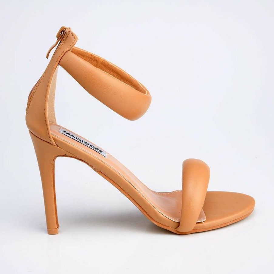 * Madison Ava Puffy Strappy Sandals Nude Crazy Deals Madison Heart Of New York Heels